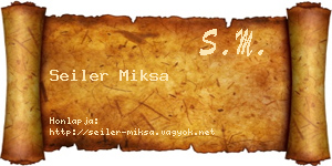 Seiler Miksa névjegykártya